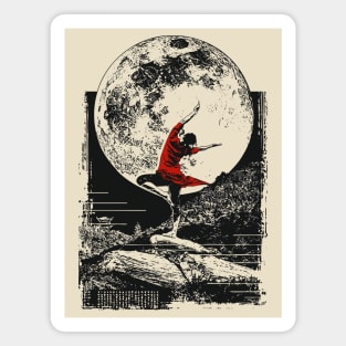 Ninja Girl Dancing Under the Moon Magnet